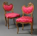Pair of Rococostyle Carved Giltwood Upholstered Occasional Chairs