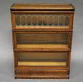 GlobeWernicke Oak and Leaded Glass Threestack Barrister Bookcase