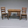Arts  Crafts Oak Desk and Two Quaint Furniture Stickley Bros Chairs