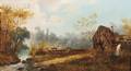 Attributed to Charles Euphrasie Kuwasseg French 18381904 Landscape with an Old Mill