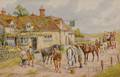 Attributed to Henry Murray British ac 18501860 Country Inn with Stage Coach