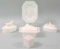 Five Pressed Milk Glass Items