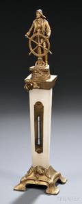 French Ormolu and Alabaster Thermometer