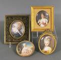 Four Framed Continental Portrait Miniatures of Ladies