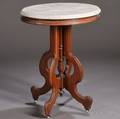 Renaissance Revival Walnut and Carrara Marbletop Occasional Table