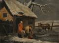 School of George Morland British 17631804 Family Farm in Winter
