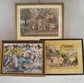Three Framed Works American School 20th Century Antiques Shop