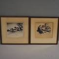 Churchill Ettinger American 19031984 Two Animal Etchings Pair of Aces