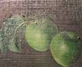 Framed Oil Still Life with Green Apples