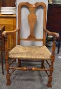 Queen Anne Style Carved Maple Armchair with Spanish Feet