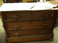 Victorian White Marbletop Walnut Bureau damage