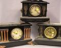Three Frenchstyle Faux Slate and Marble Mantel Clocks