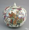 Chinese export famille verte covered ginger jar 19th c