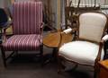 Regencystyle Mahogany Coffee Table a Federalstyle Upholstered Mahogany Lolling Chair and a Provincial Louis XV Style Upholstered Ca