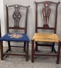 Two Country Chippendale Cherry and Maple Side Chairs
