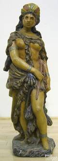 Cast lead cigar store figure of an Indian maiden early 20th c