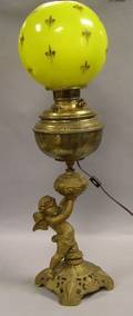 Rococo Revival Gold Painted Metal Table Lamp