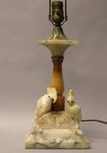 Italian Carved Alabaster Cockatoo Figural Table Lamp