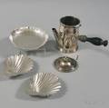 Three AngloIrish Silver Dishes and a Silverplated Cocoa Pot