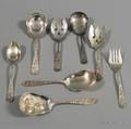 Small Group of Stieff Rose Sterling Silver Flatware Serving Items