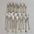 Twentytwo Mostly English and Dutch Sterling and Coin Silver Dinner Forks