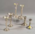 Six Weighted Sterling Silver Trumpet Vases and Candlesticks