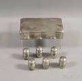 Poole Sterling Silverclad Cigarette Box and Six Weidlich Individual Salt Shakers