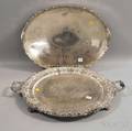 Two Large Silverplated Serving Trays