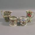 Four Assorted Pieces of Polychromedecorated Transferware