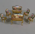 Six Pieces of Enameled Viennese Miniature Furniture