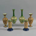 Three Pairs of Doulton Stoneware Vases