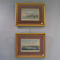 Two Framed Handcolored Etchings of Swiss Landscape Views