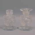 Pair of Lalique Mesanges Frosted Colorless Molded Art Glass Figural Candlesticks