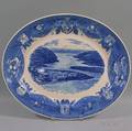 Wedgwood Pottery Oval Platter with Blue Transferdecorated West Point Military Academy View