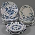 Twentyone Blue and White Porcelain Plates