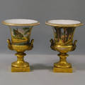 Pair of Paris Porcelain Parcelgilt Urns