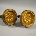 Pair of Embossed Giltbrass Floral Medallion Drapery Tiebacks