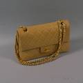 Chanel Beige Quilted Lambskin Handbag