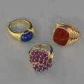 Three Gold and Stone Rings