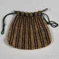 Amber and Brownbeaded Silk Drawstring Purse