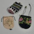 Three Beaded and Embroidered Drawstring Misers Purses