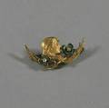 Small Krementz Art Nouveau 14kt Gold Enamel and Diamond Lingerie Pin