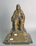 Contemporary bronze figure of Benjamin Franklin on a marble base