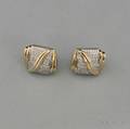 Pair of 14kt Gold and Pave Diamond Earrings