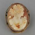 Large 14kt Goldframed Shellcarved Cameo PendantBrooch