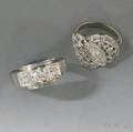Two 14kt White Gold and Diamond Rings