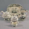 Black Floraldecorated Transferware Partial Tea Service