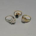 Three Gold Diamond and Gemstone Rings