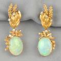 14kt Gold Opal and Diamond Earpendants