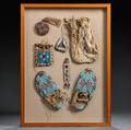 Five Framed Plains Beaded Items